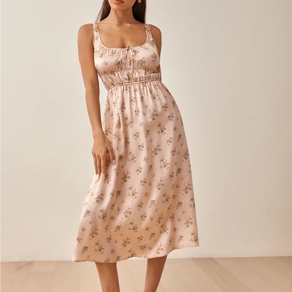 Reformation Floral Pink Midi Dress